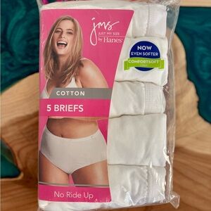 Just My Size White Cotton Briefs 5-Pack